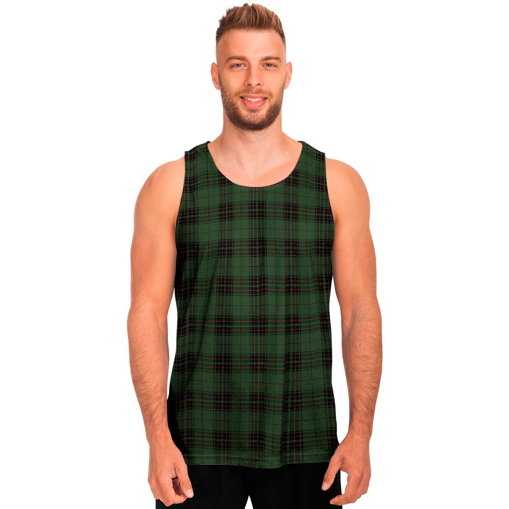 Green Black And Red Tartan Pattern Print Men's Tank Top