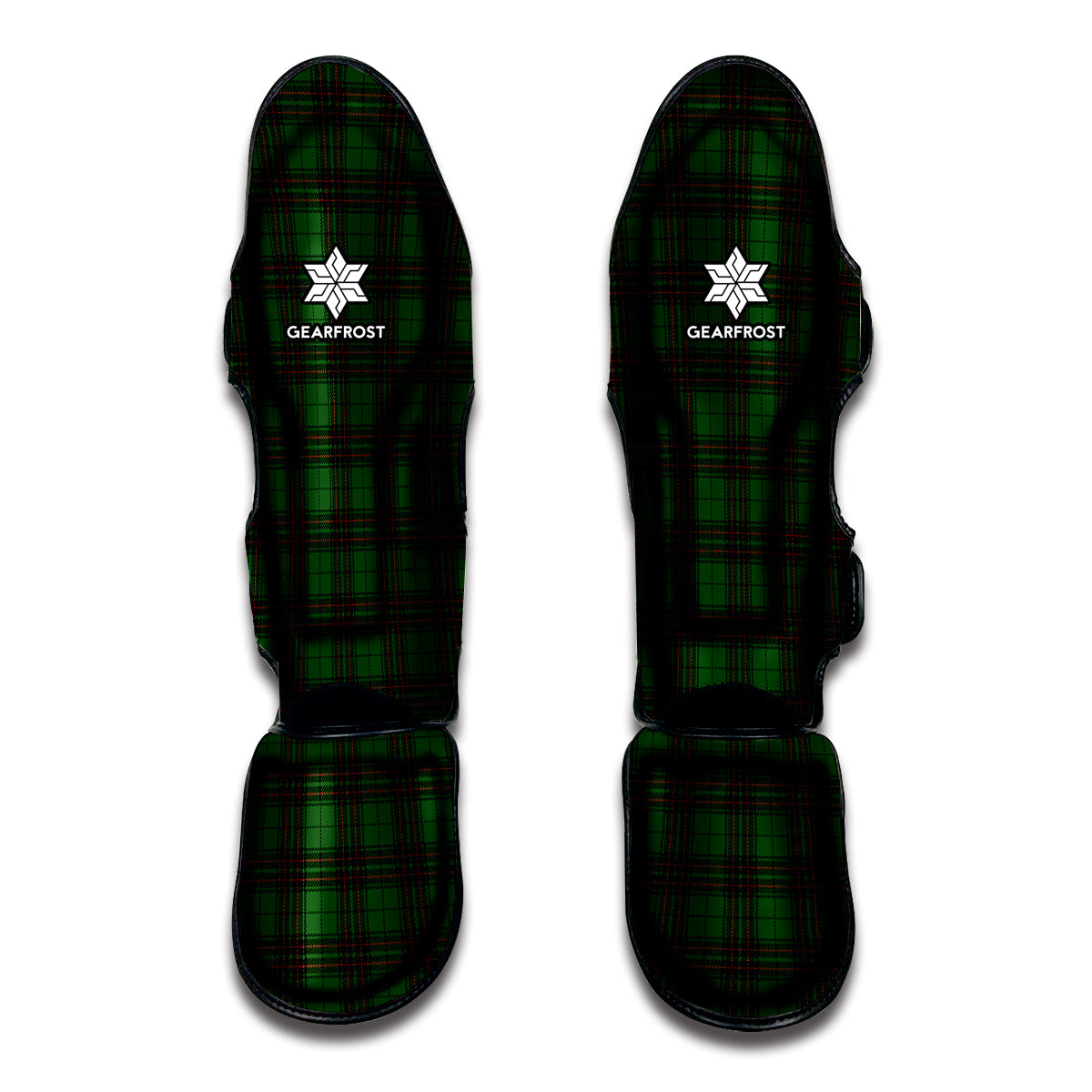 Green Black And Red Tartan Pattern Print Muay Thai Shin Guards