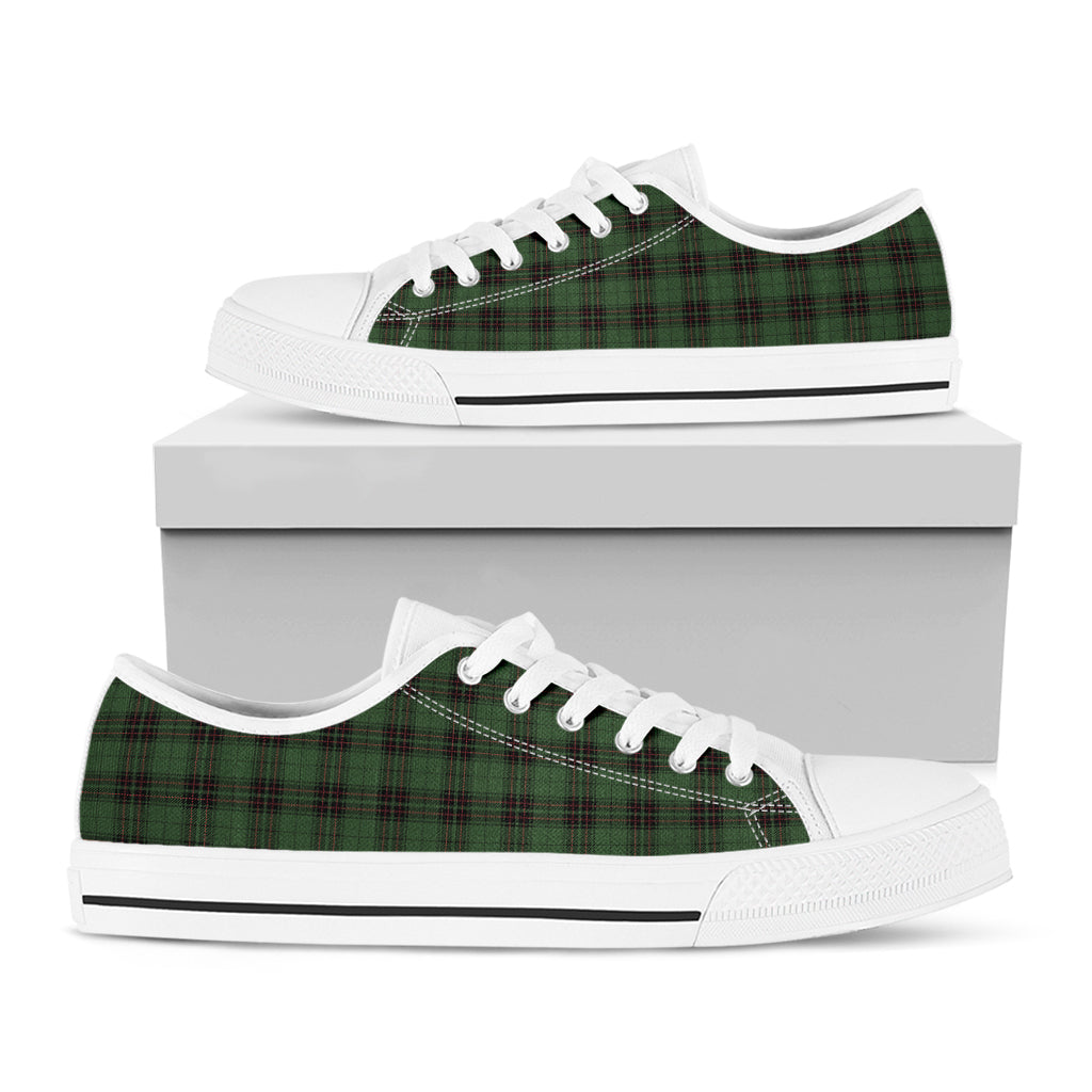 Green Black And Red Tartan Pattern Print White Low Top Shoes