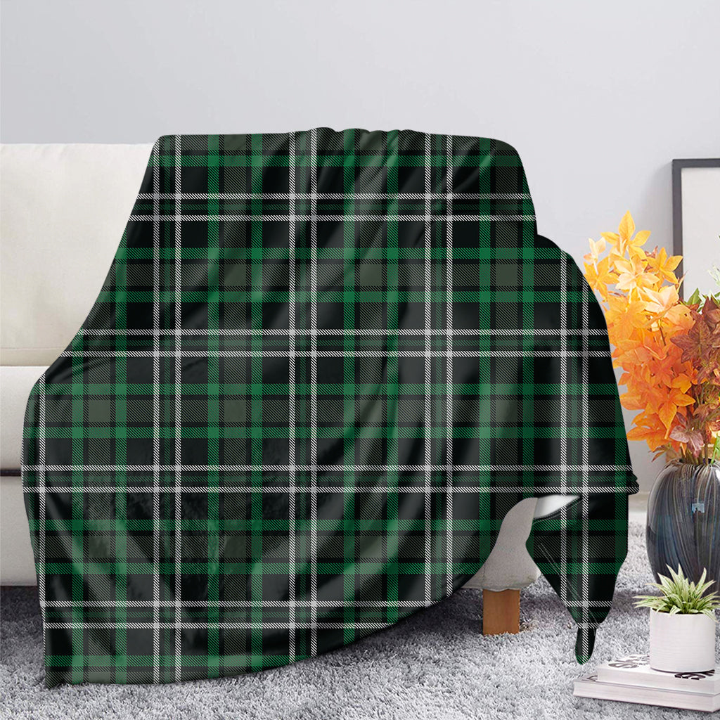 Green Black And White Tartan Print Blanket