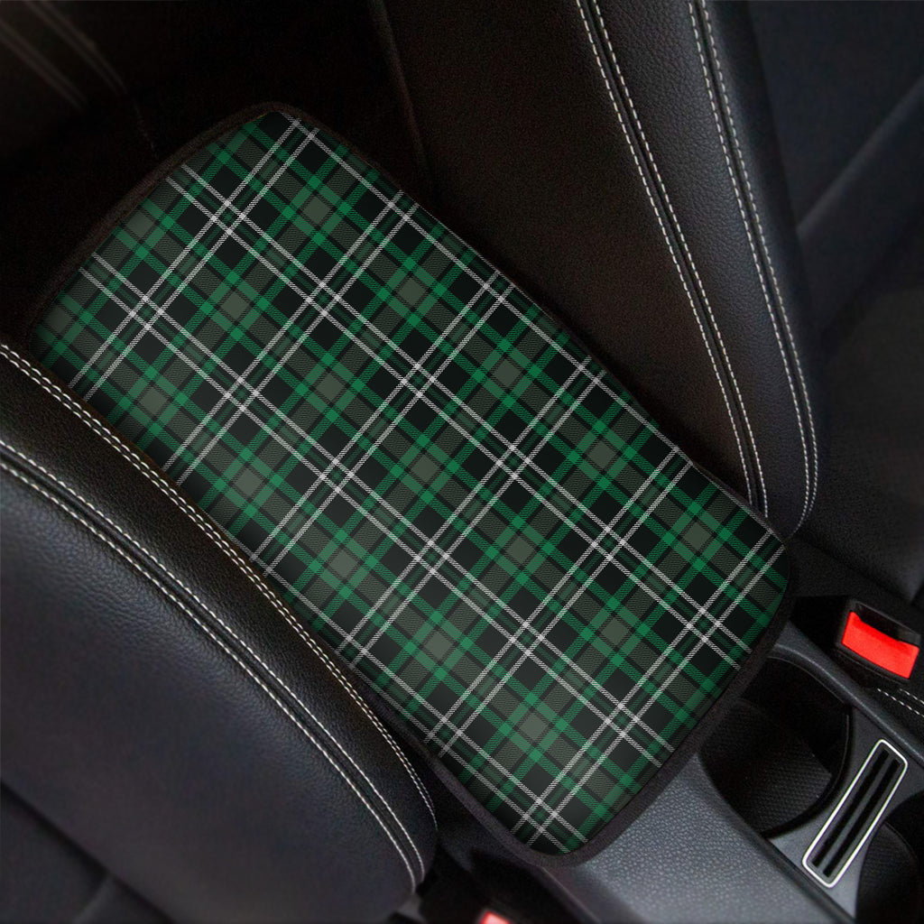 Green Black And White Tartan Print Car Center Console Cover