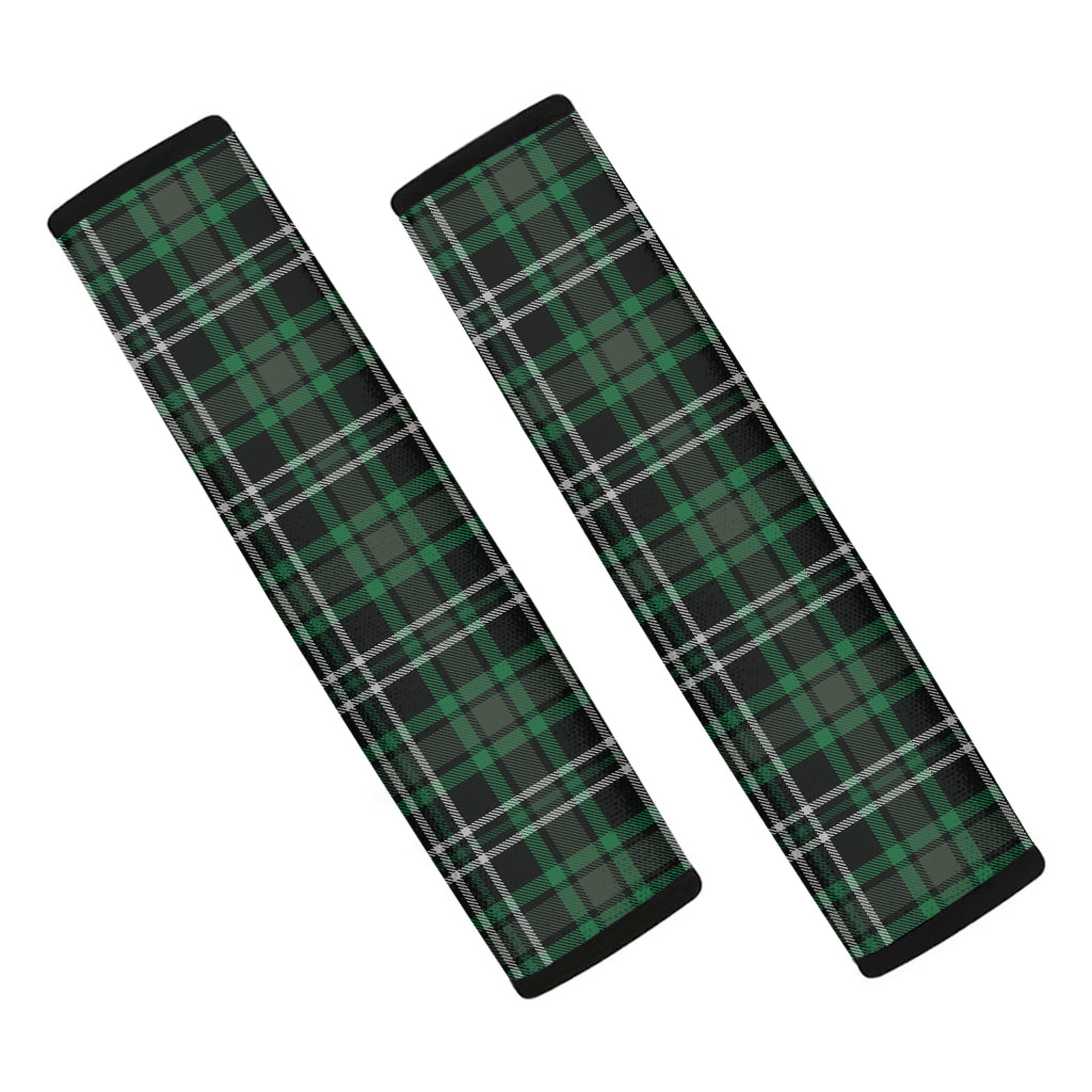 Green Black And White Tartan Print Car Seat Belt Covers