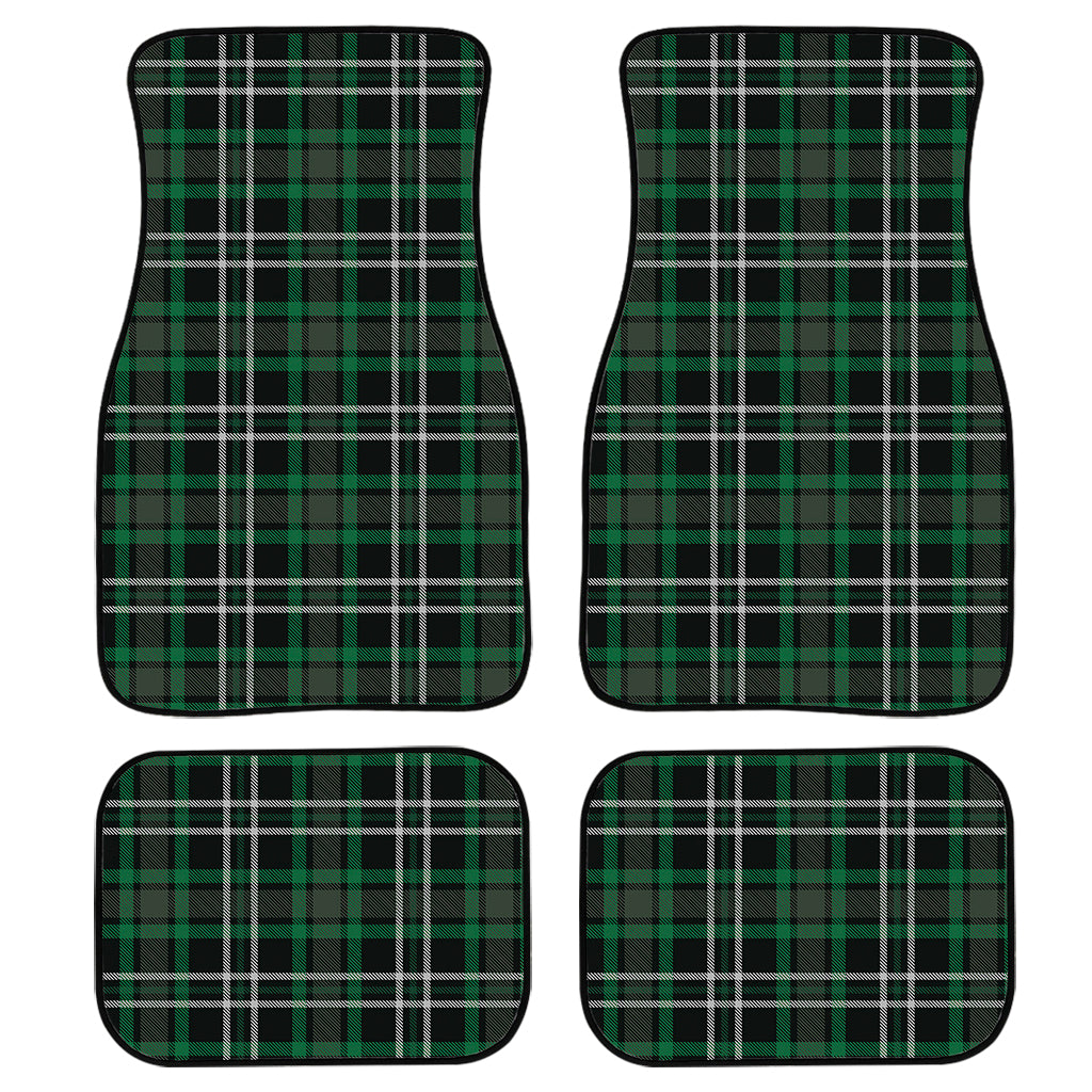 Green Black And White Tartan Print Front and Back Car Floor Mats