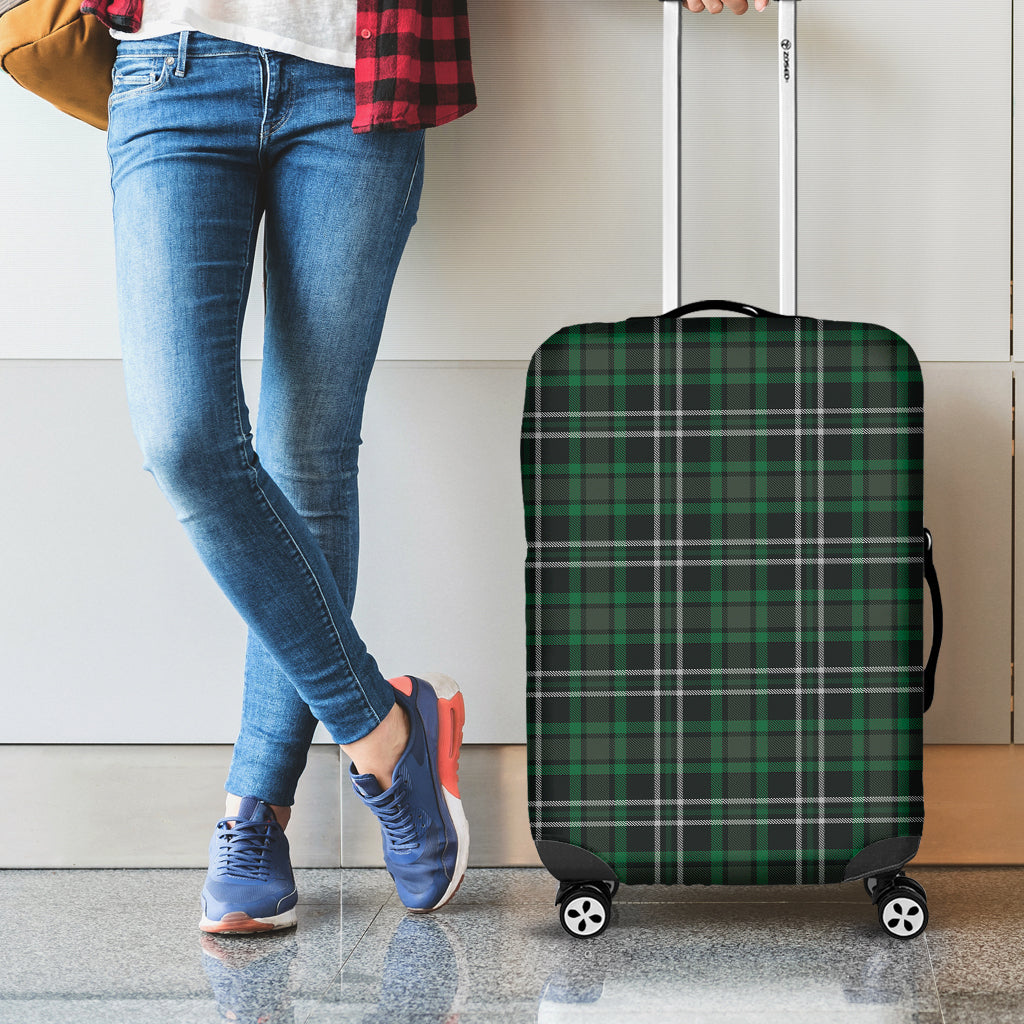 Green Black And White Tartan Print Luggage Cover