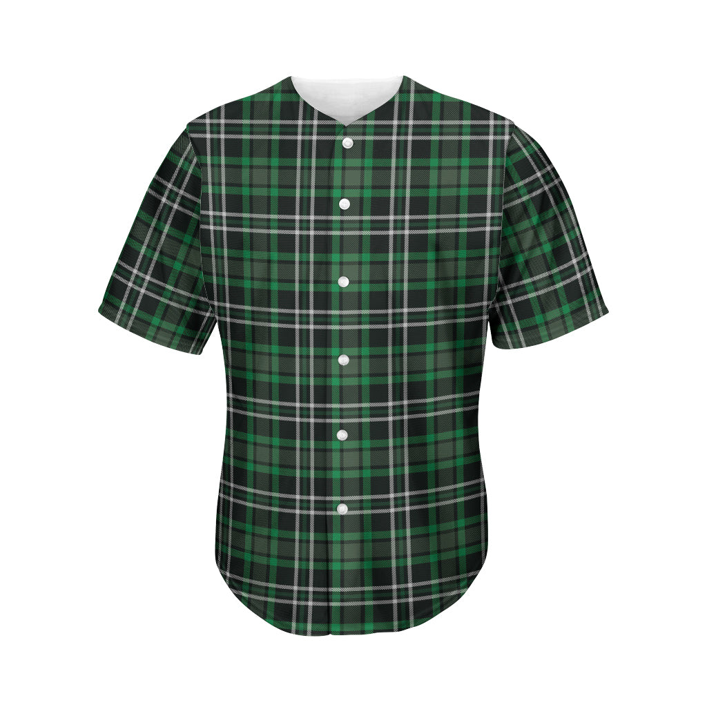 Green Black And White Tartan Print Men's Baseball Jersey