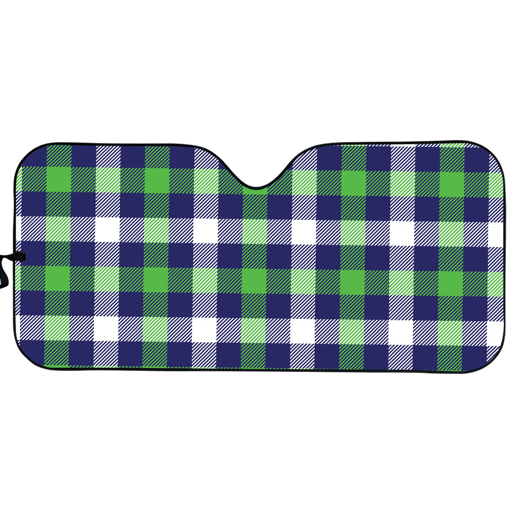 Green Blue And White Buffalo Plaid Print Car Sun Shade