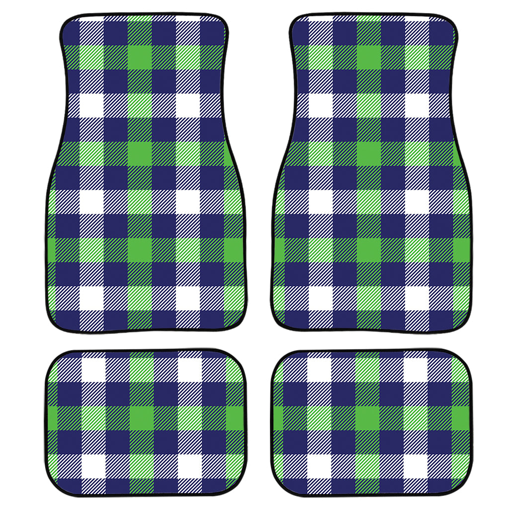 Green Blue And White Buffalo Plaid Print Front and Back Car Floor Mats