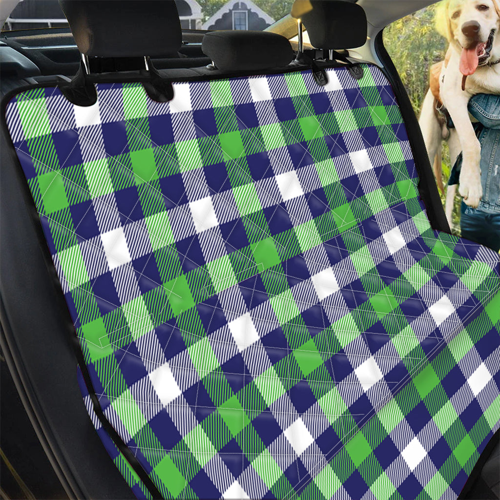 Green Blue And White Buffalo Plaid Print Pet Car Back Seat Cover