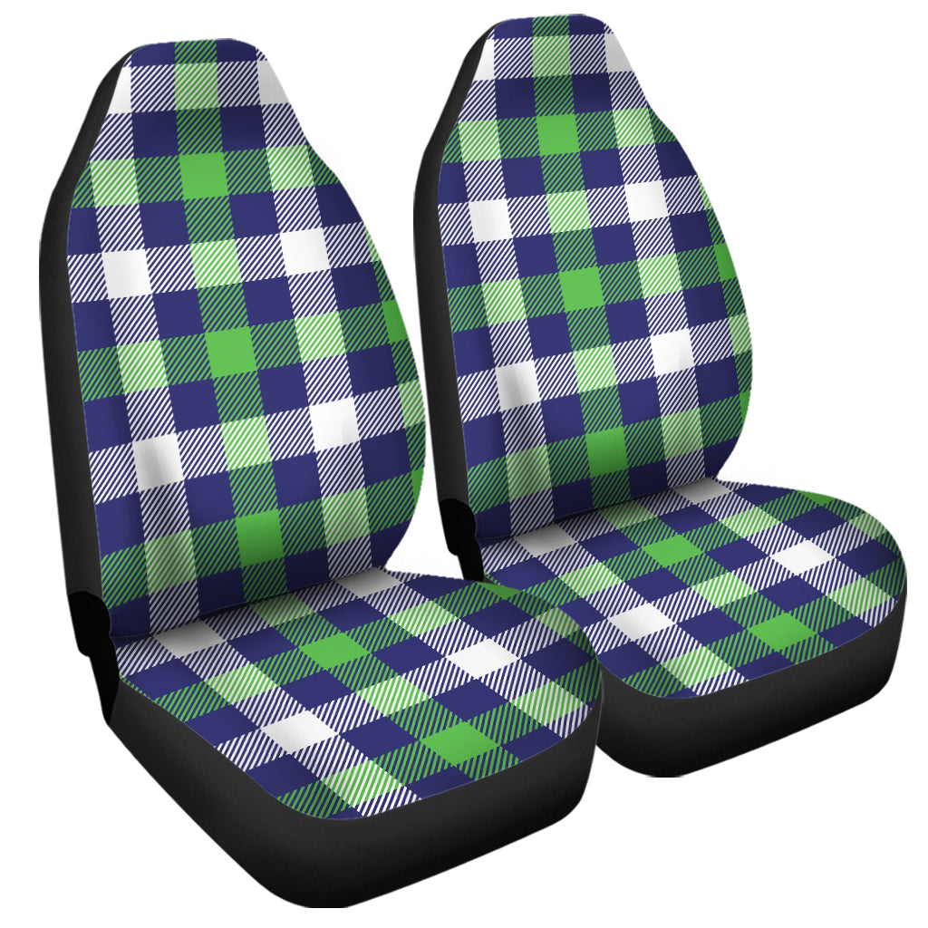 Green Blue And White Buffalo Plaid Print Universal Fit Car Seat Covers