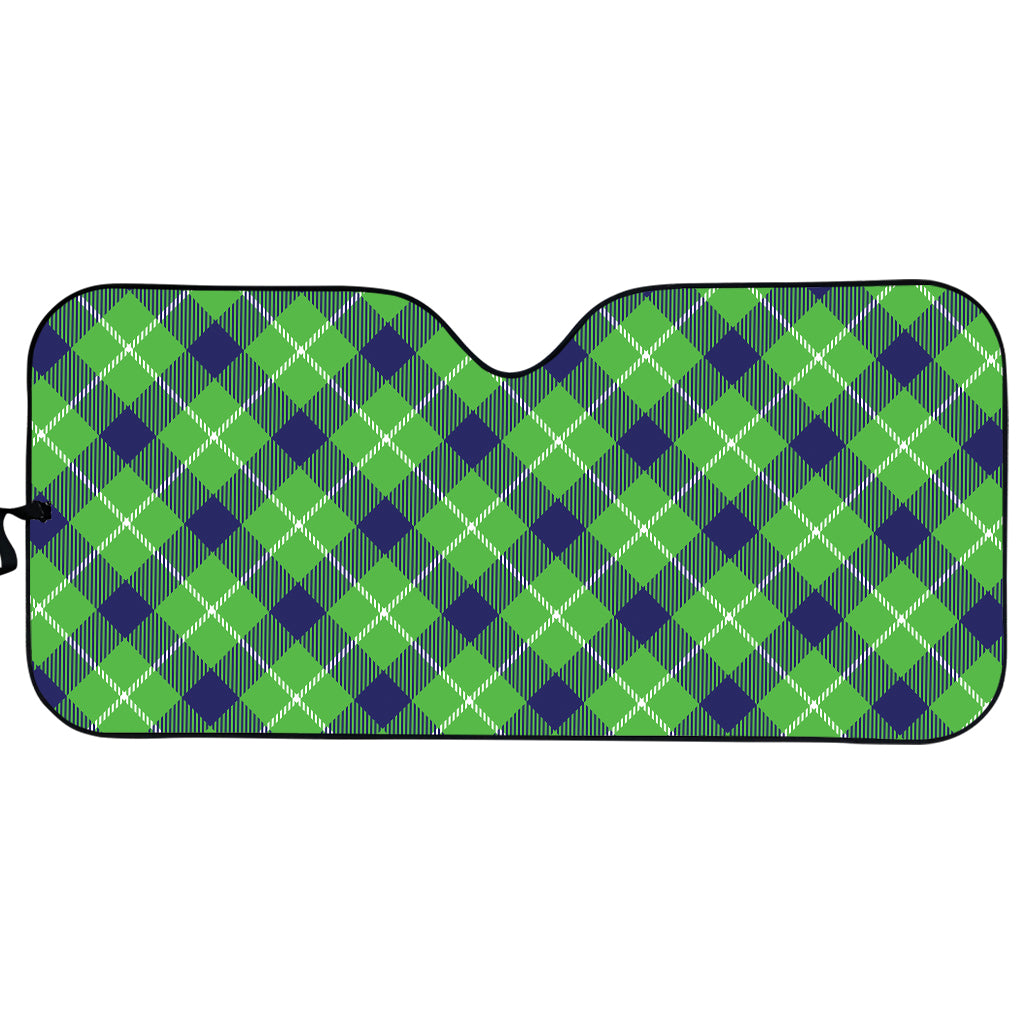 Green Blue And White Plaid Pattern Print Car Sun Shade