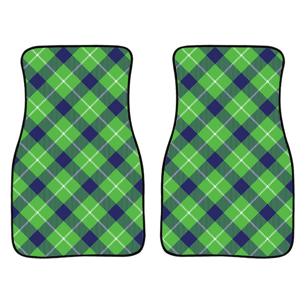 Green Blue And White Plaid Pattern Print Front Car Floor Mats