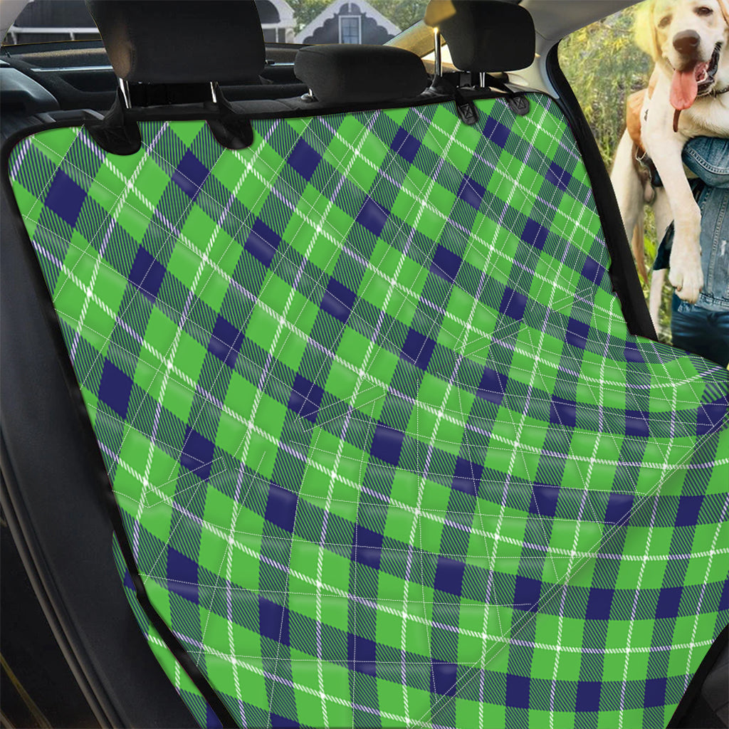 Green Blue And White Plaid Pattern Print Pet Car Back Seat Cover