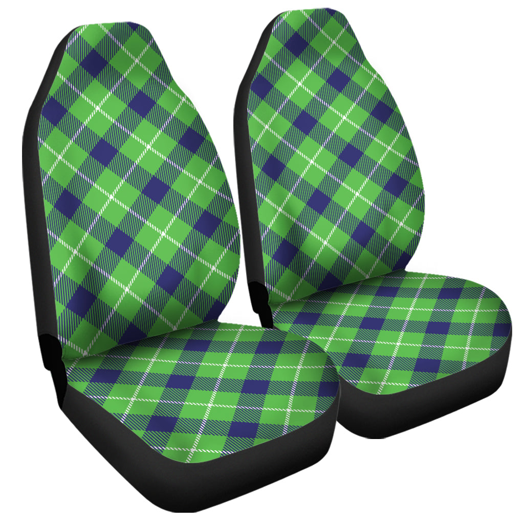 Green Blue And White Plaid Pattern Print Universal Fit Car Seat Covers