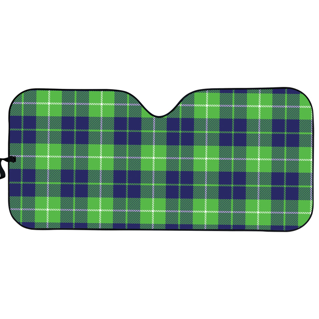 Green Blue And White Tartan Print Car Sun Shade