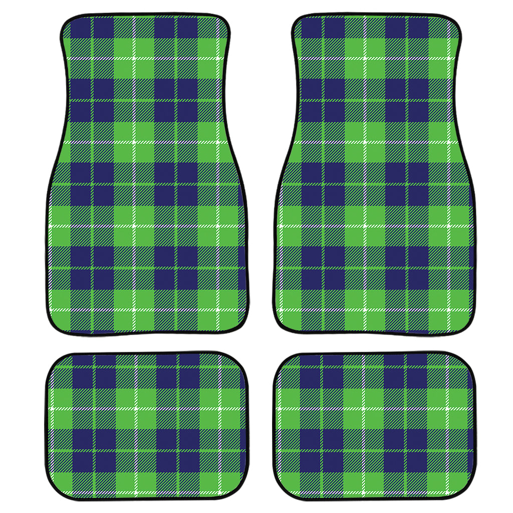 Green Blue And White Tartan Print Front and Back Car Floor Mats