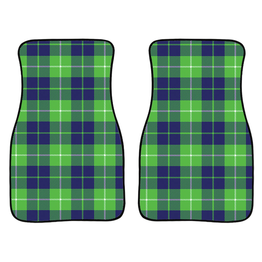 Green Blue And White Tartan Print Front Car Floor Mats