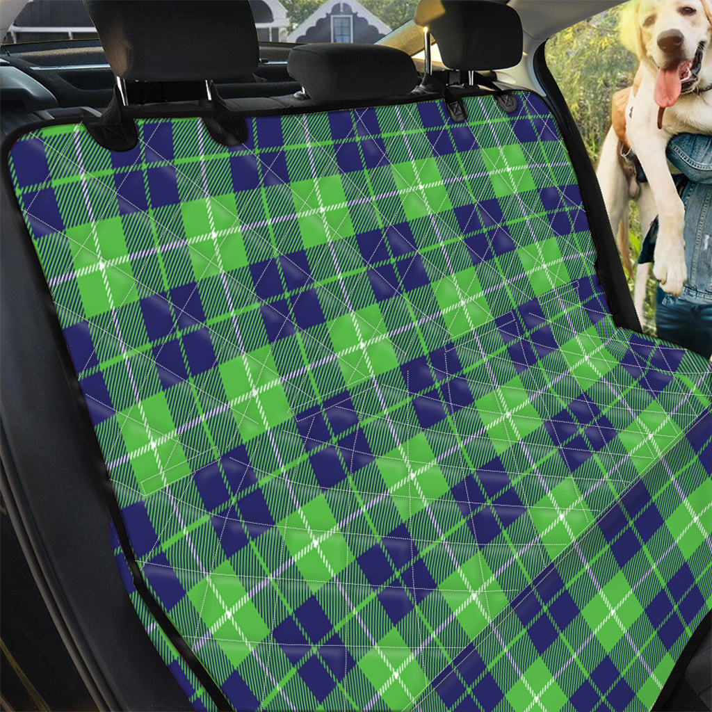 Green Blue And White Tartan Print Pet Car Back Seat Cover