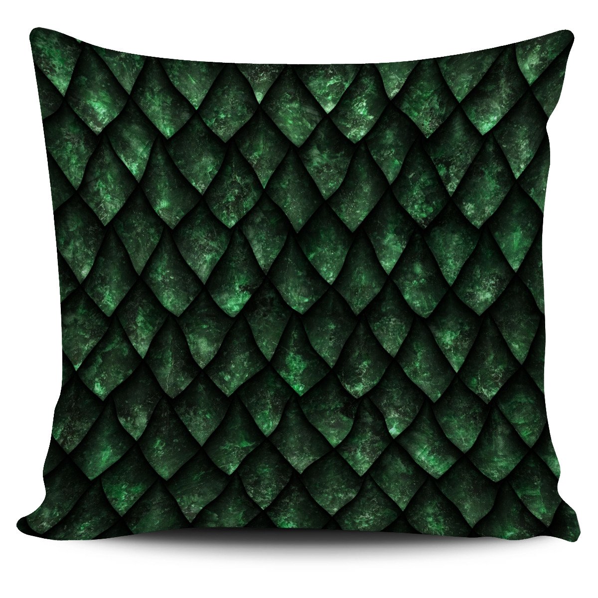 Green Dragon Scales Pattern Print Pillow Cover