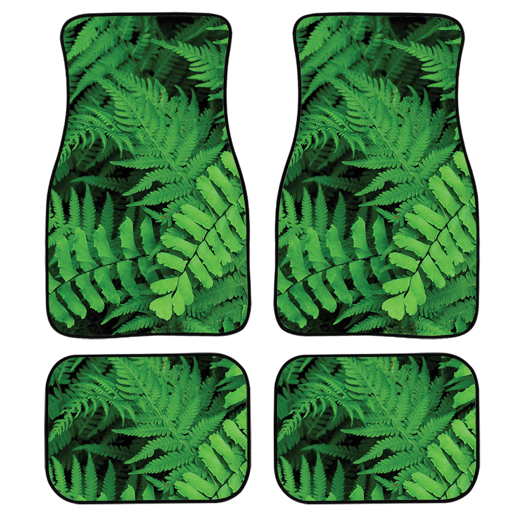 Green Fern Leaf Print Front and Back Car Floor Mats