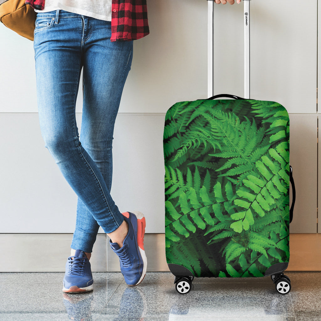 Green Fern Leaf Print Luggage Cover