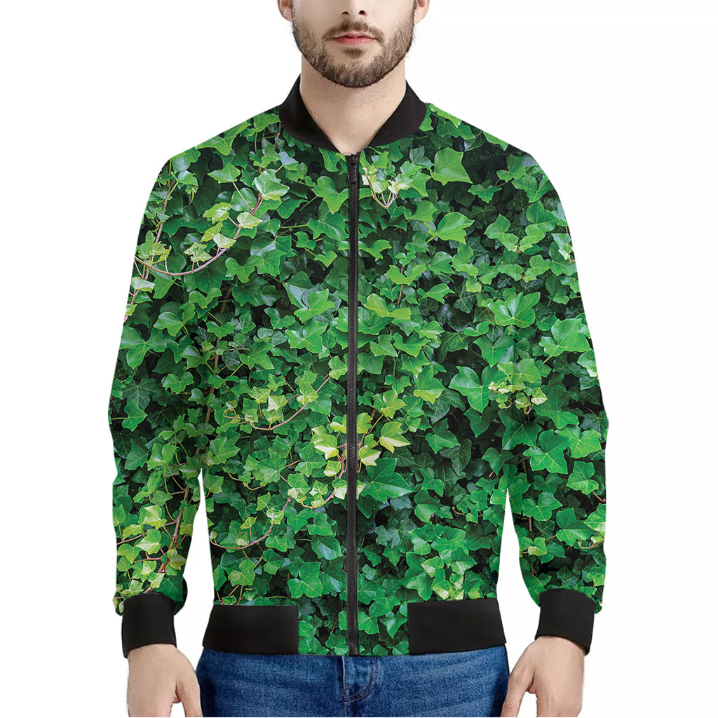 Green Ivy Wall Print Men's Bomber Jacket