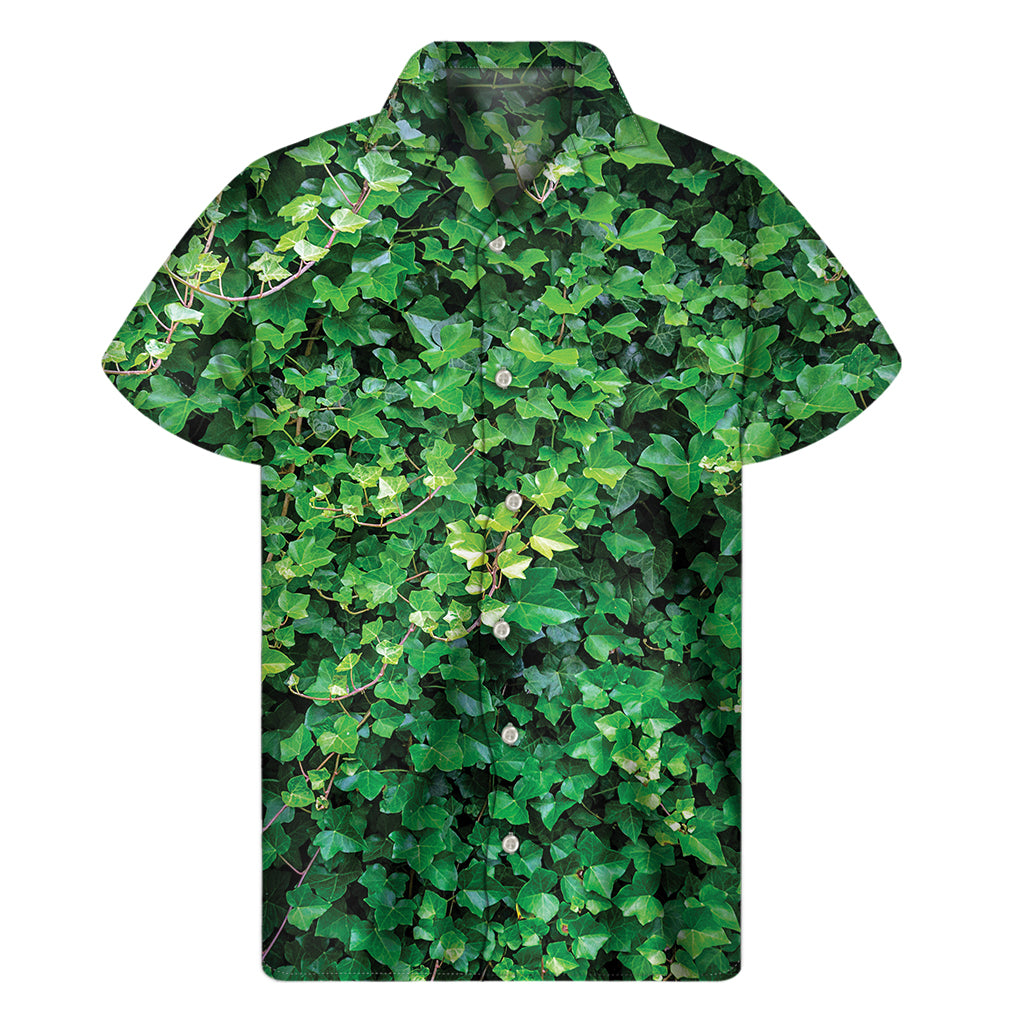 Green Ivy Wall Print Men's Short Sleeve Shirt