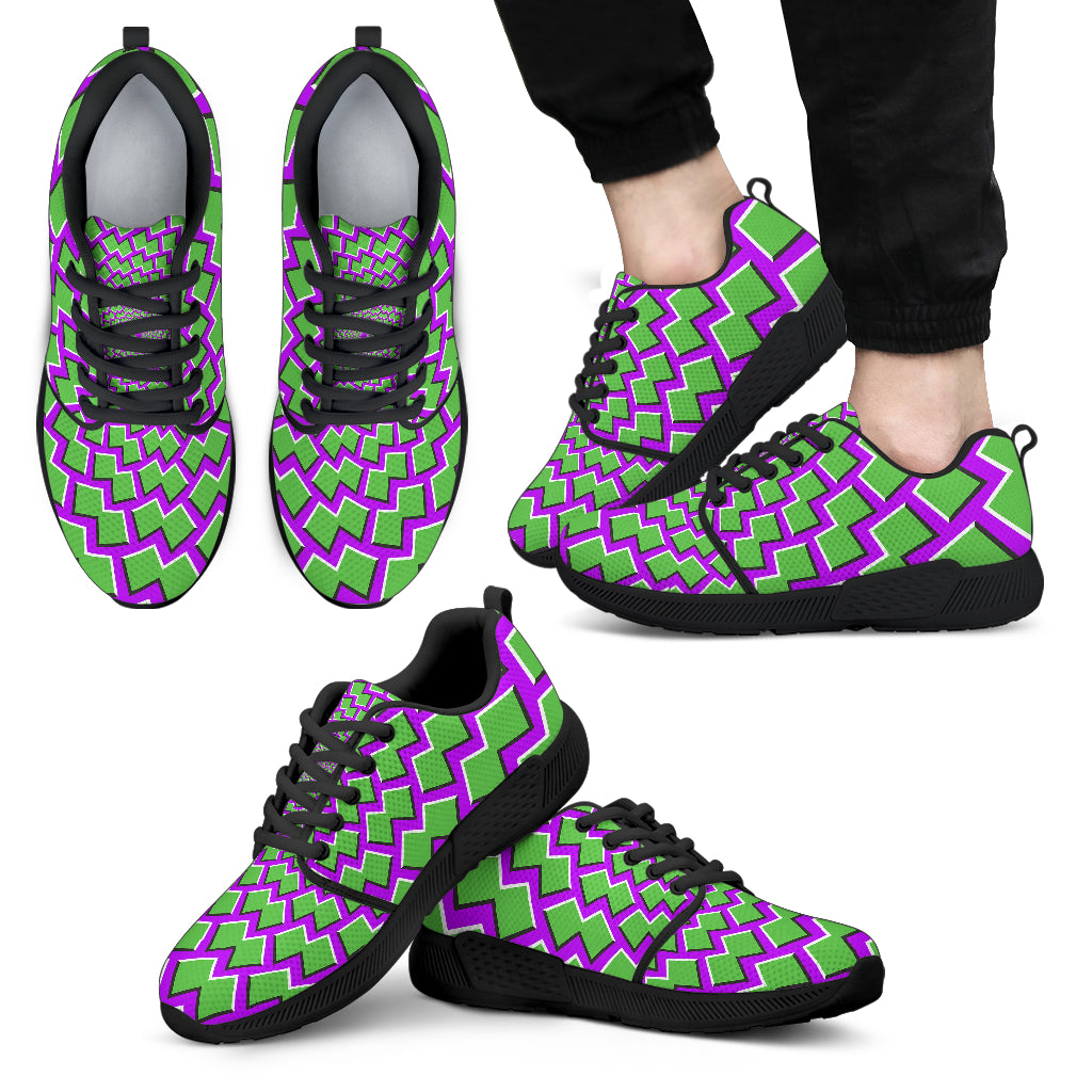 Green Shapes Moving Optical Illusion Men's Athletic Shoes