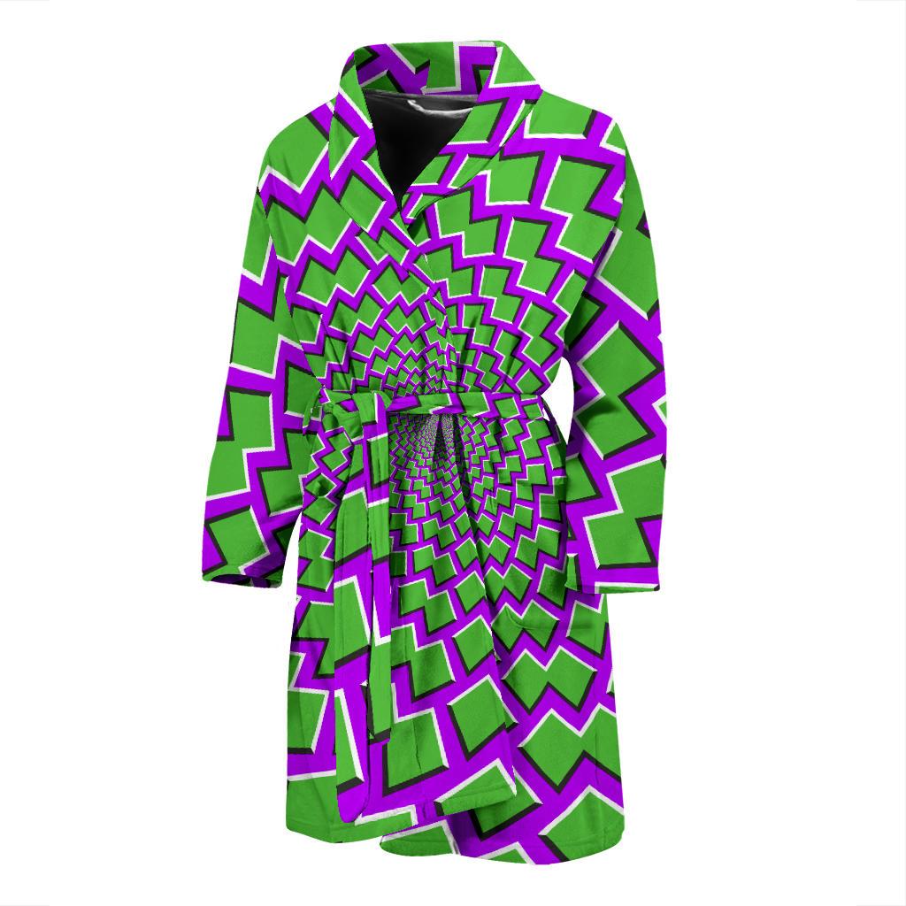 Green Shapes Moving Optical Illusion Men's Bathrobe