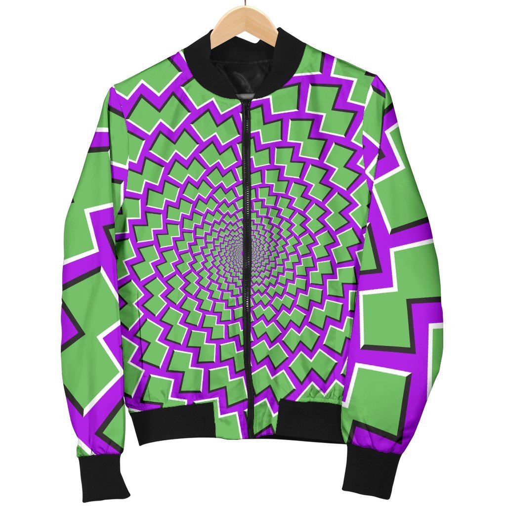 Green Shapes Moving Optical Illusion Men's Bomber Jacket