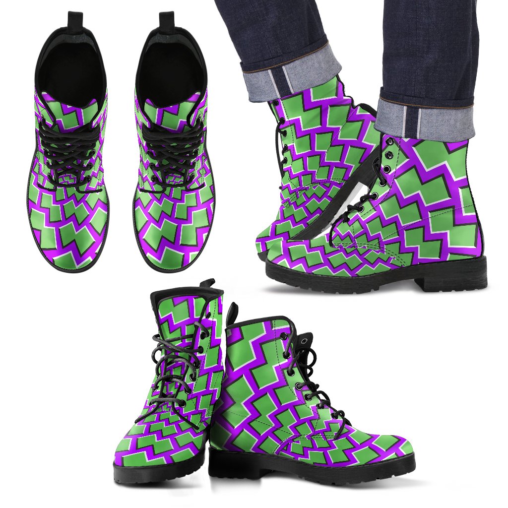 Green Shapes Moving Optical Illusion Men's Boots