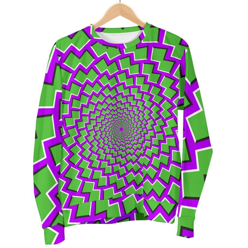 Green Shapes Moving Optical Illusion Men's Crewneck Sweatshirt