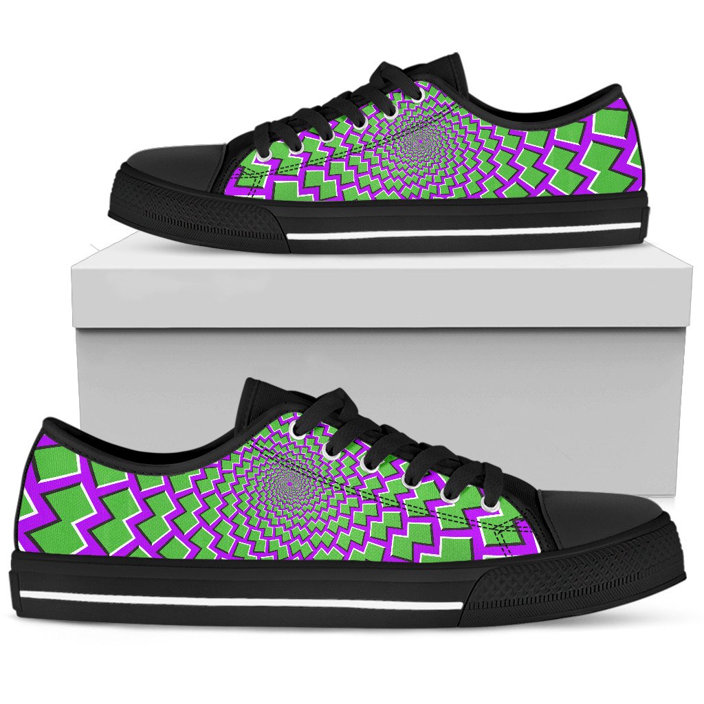 Green Shapes Moving Optical Illusion Men's Low Top Shoes