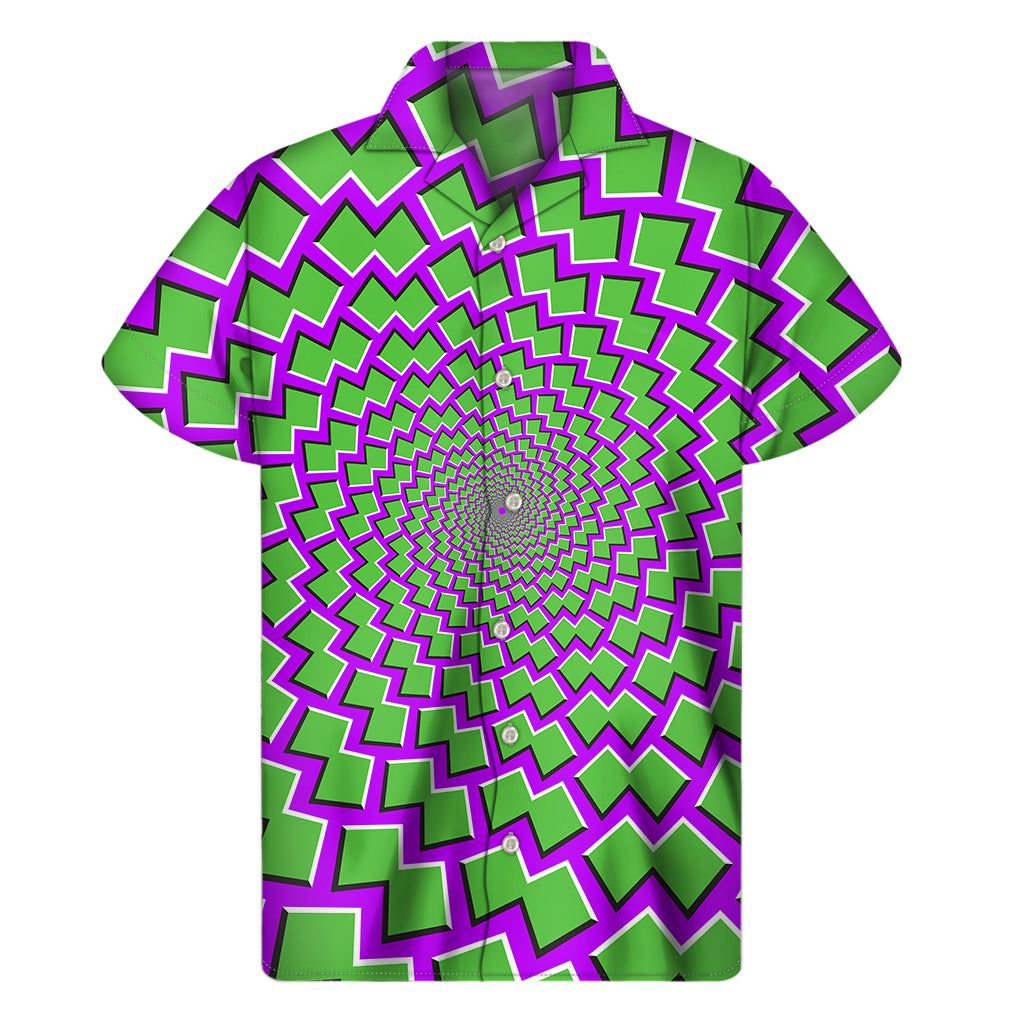 Green Shapes Moving Optical Illusion Men's Short Sleeve Shirt