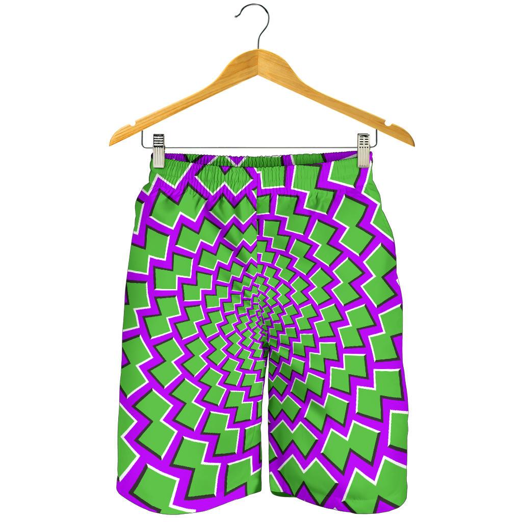 Green Shapes Moving Optical Illusion Men's Shorts