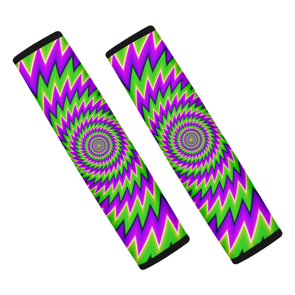 Green Spiral Moving Optical Illusion Car Seat Belt Covers