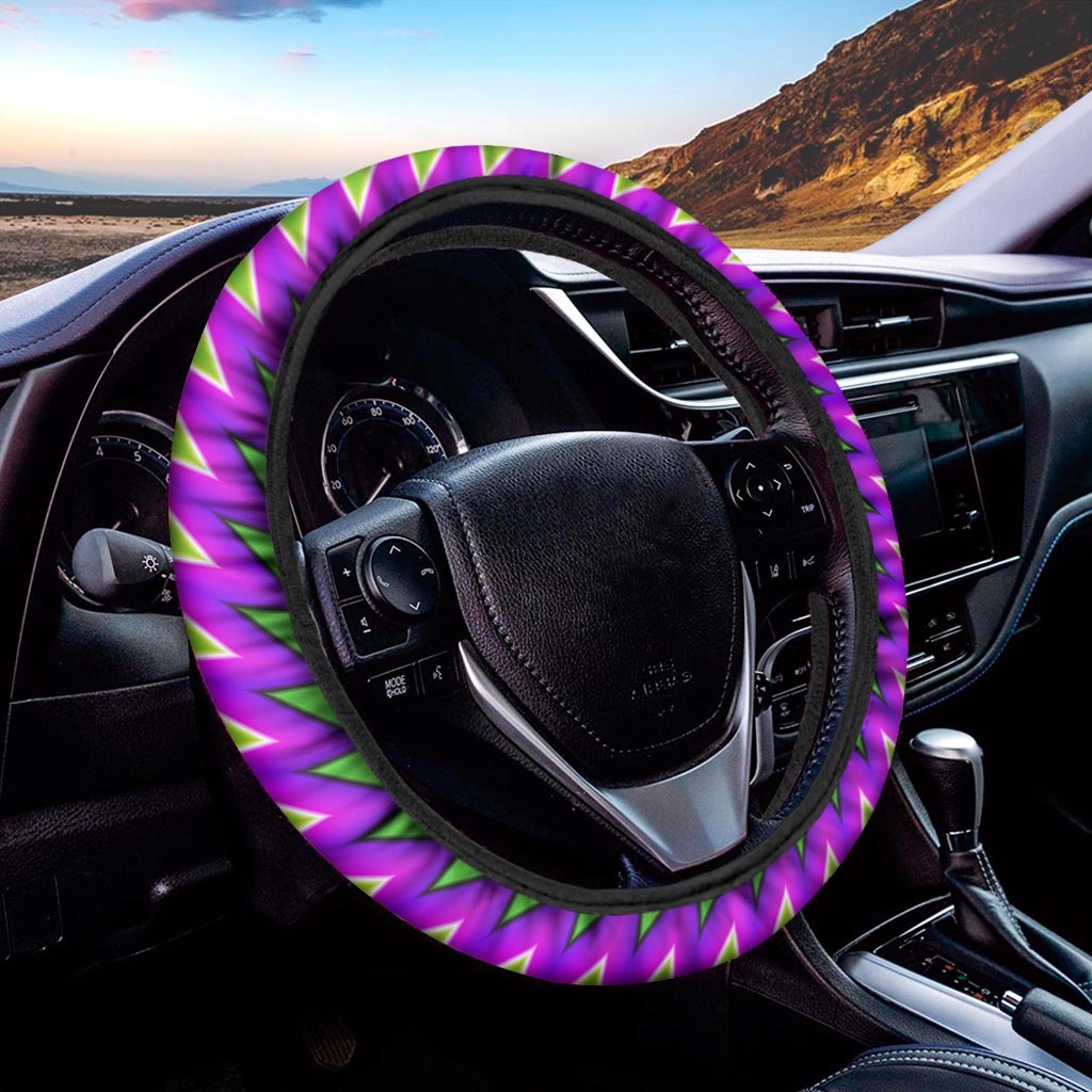 Green Spiral Moving Optical Illusion Car Steering Wheel Cover