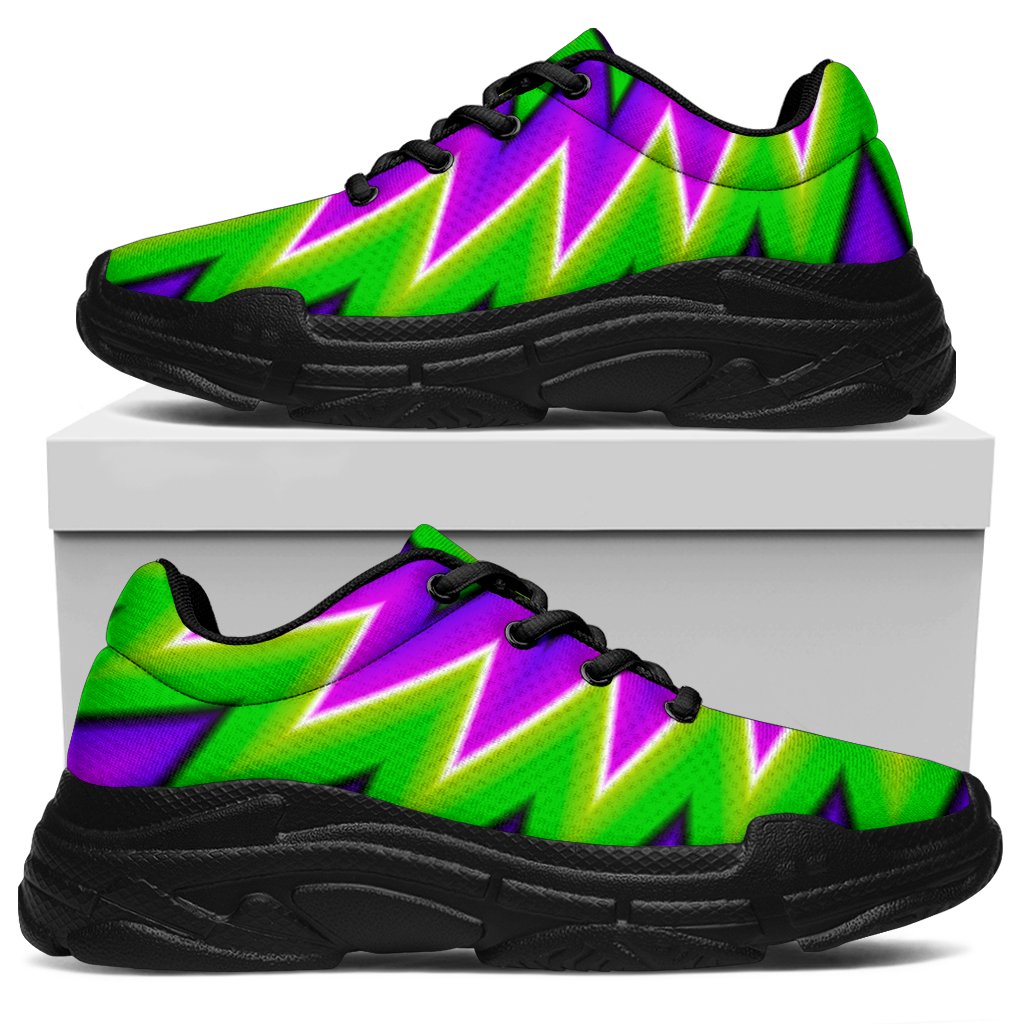 Green Spiral Moving Optical Illusion Chunky Sneakers