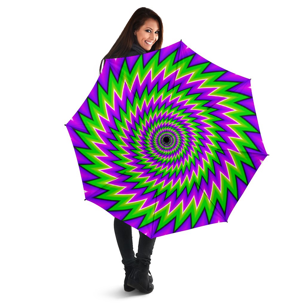 Green Spiral Moving Optical Illusion Foldable Umbrella