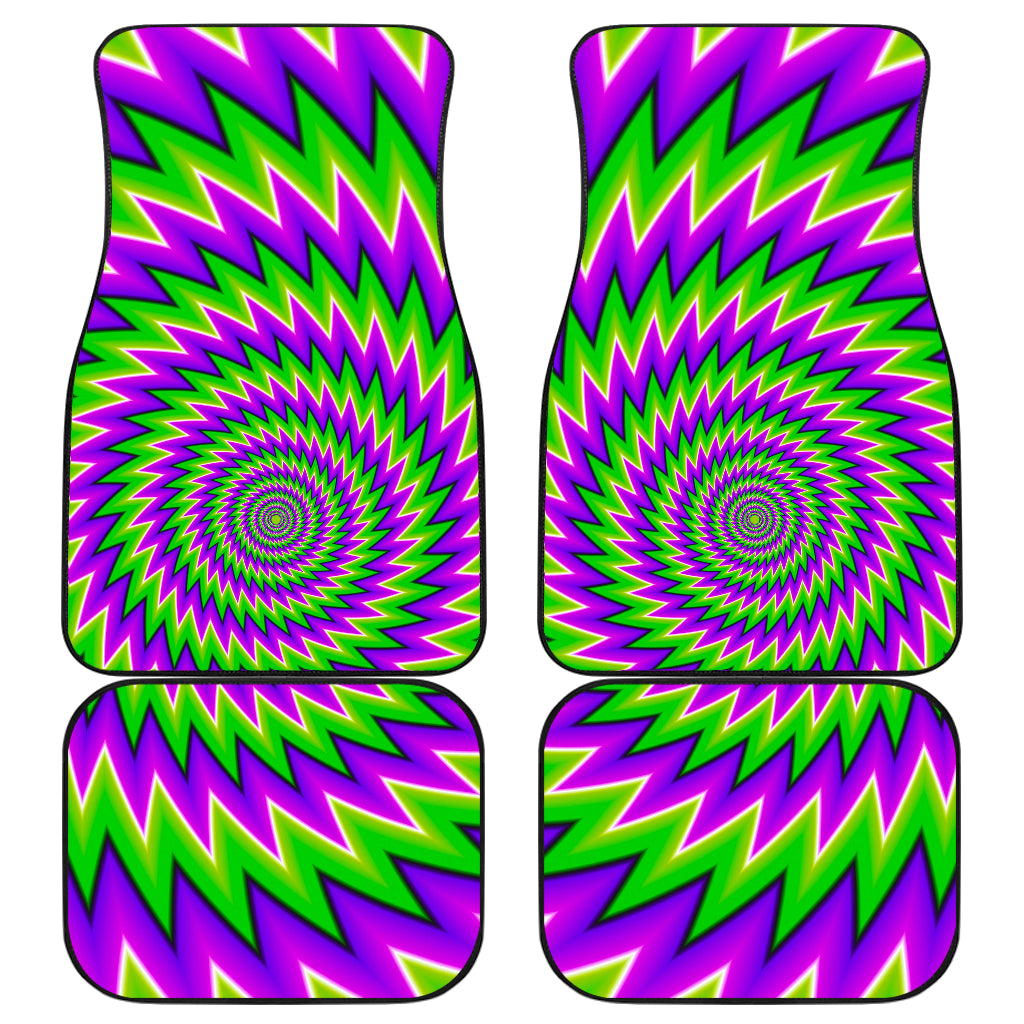 Green Spiral Moving Optical Illusion Front and Back Car Floor Mats
