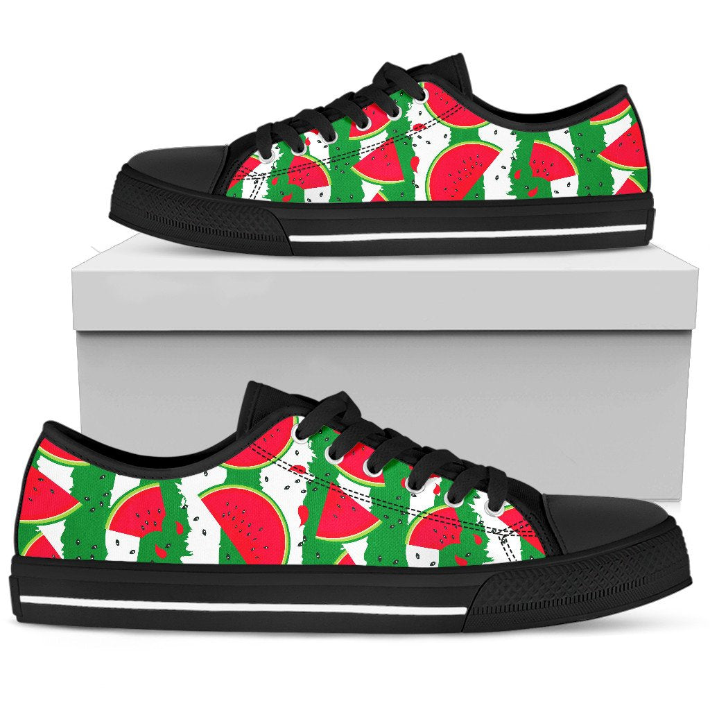 Green Stripes Watermelon Pattern Print Women's Low Top Shoes