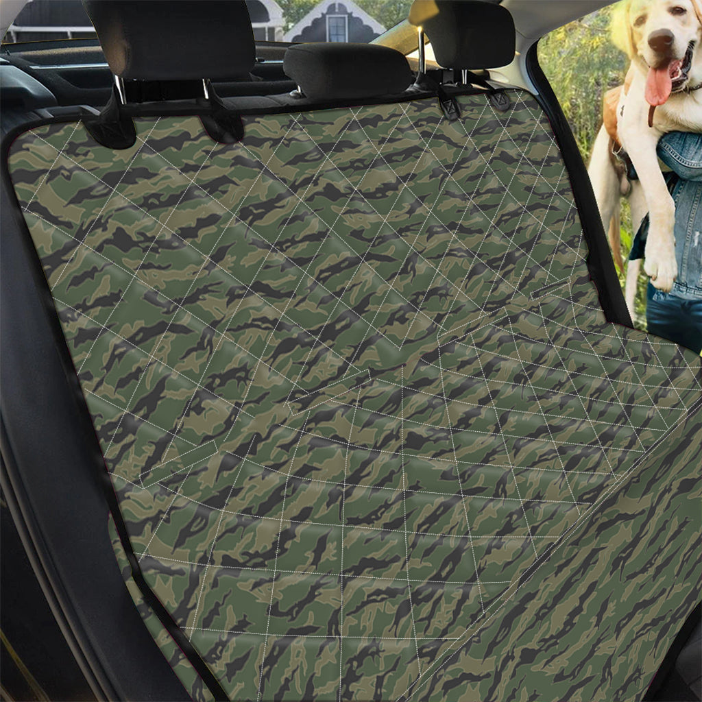 Green Tiger Stripe Camouflage Print Pet Car Back Seat Cover
