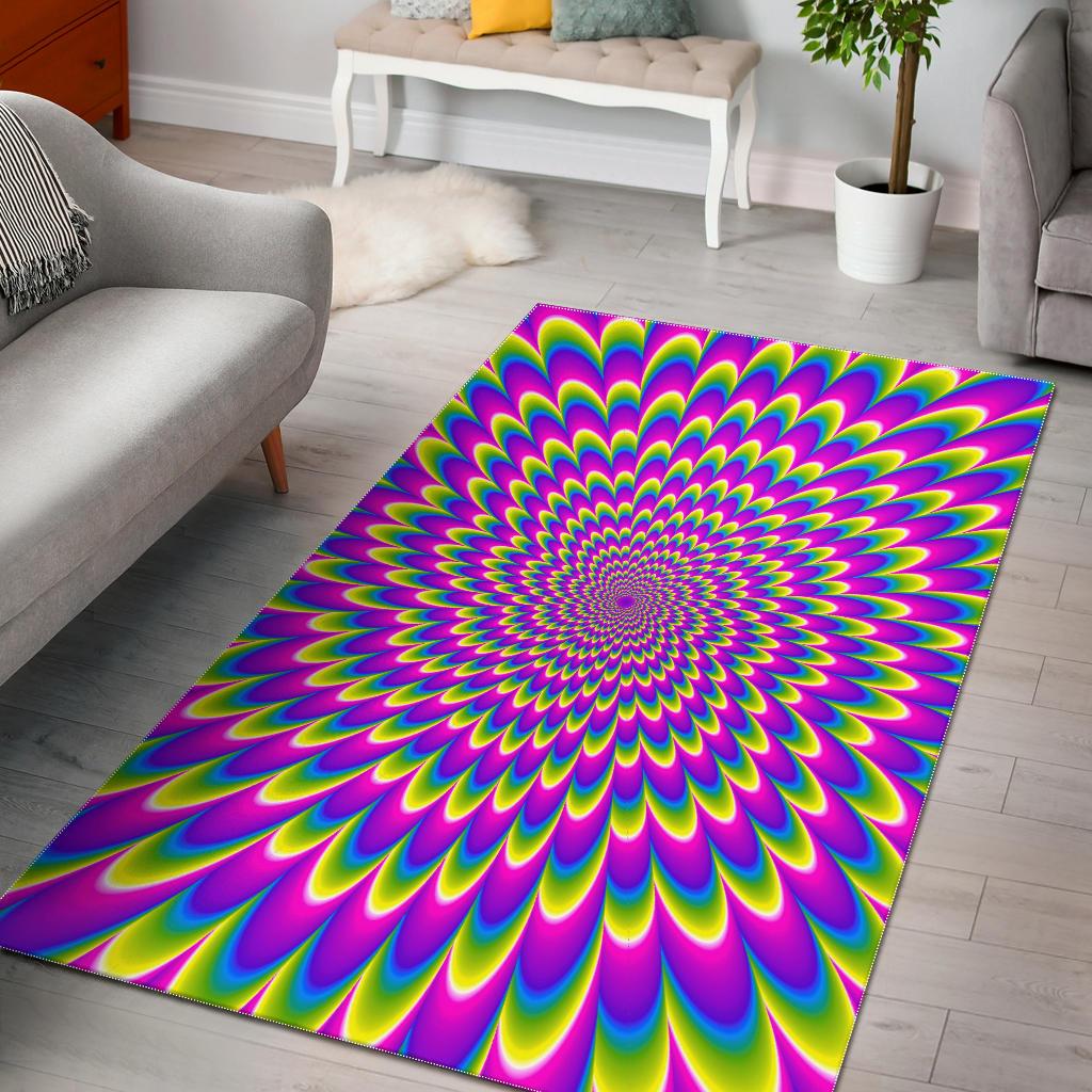 Green Wave Moving Optical Illusion Area Rug