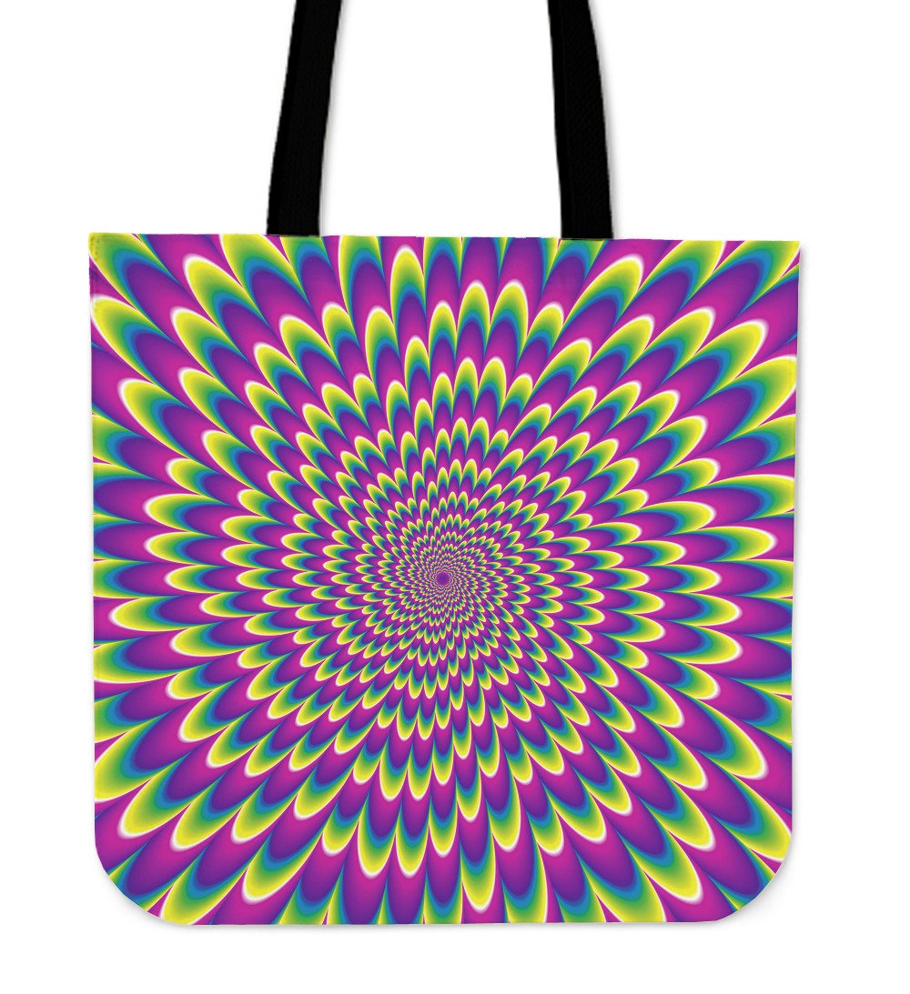 Green Wave Moving Optical Illusion Canvas Tote Bag