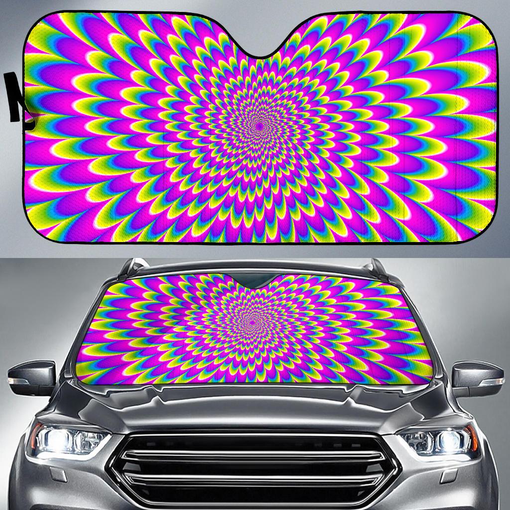 Green Wave Moving Optical Illusion Car Sun Shade