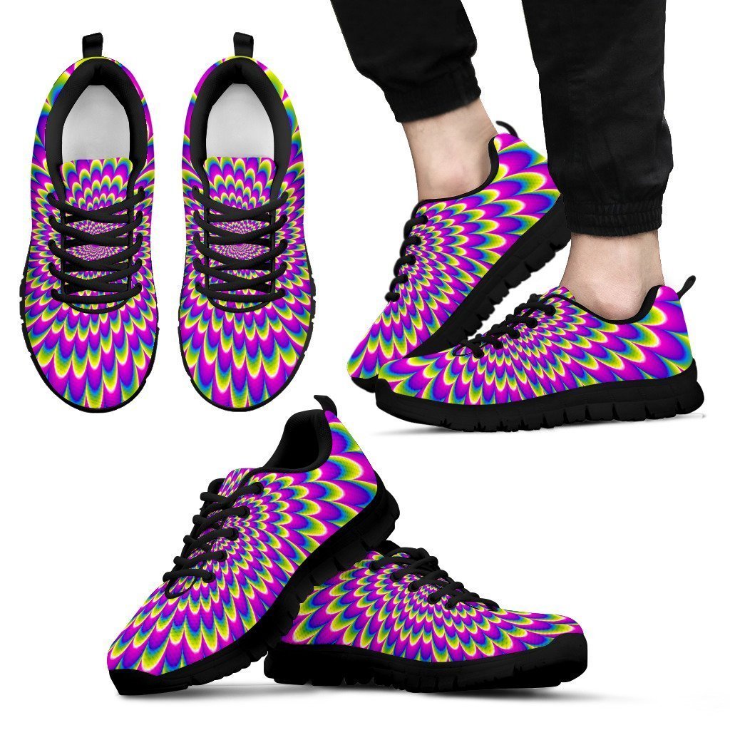 Green Wave Moving Optical Illusion Men's Sneakers