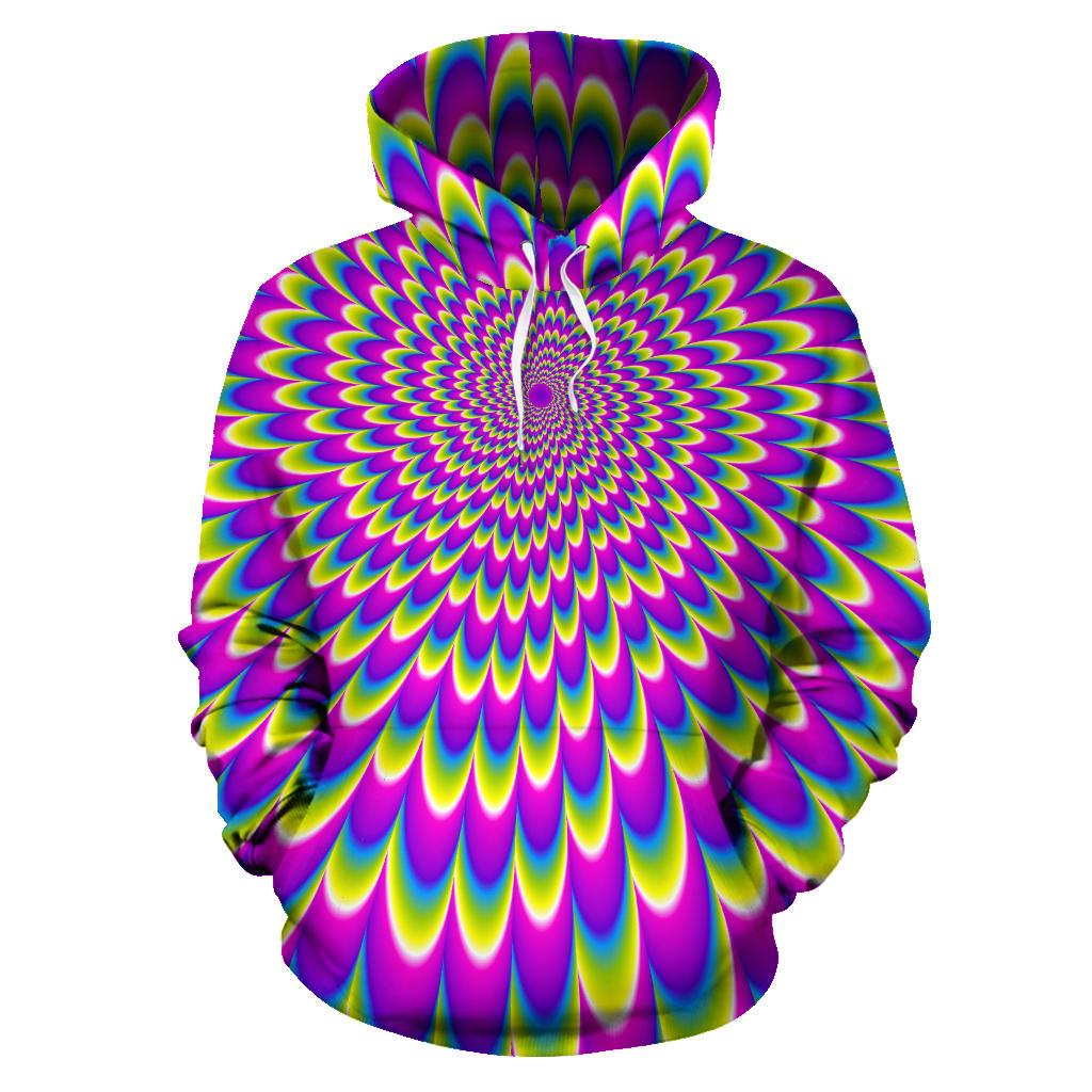 Green Wave Moving Optical Illusion Pullover Hoodie