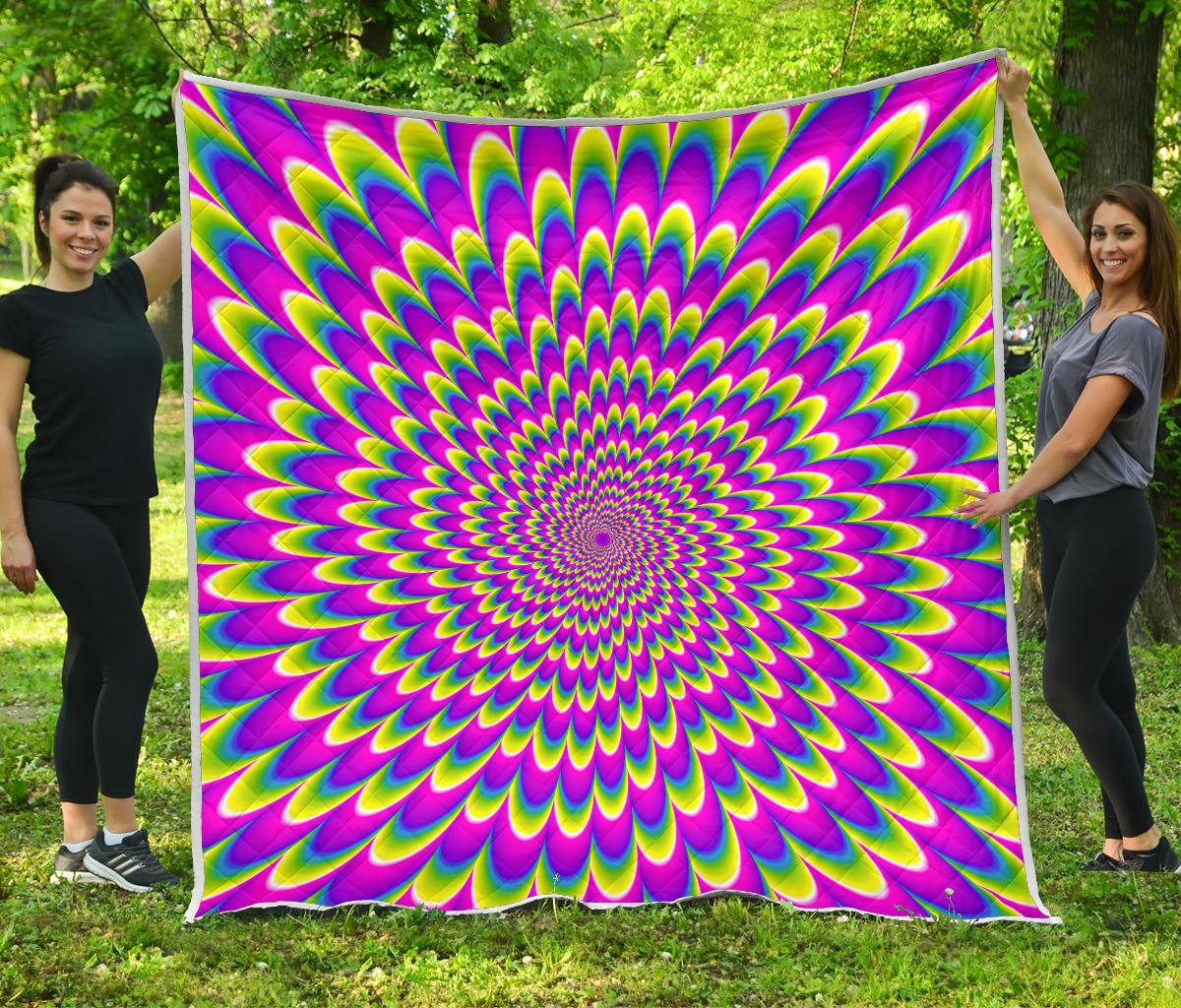 Green Wave Moving Optical Illusion Quilt