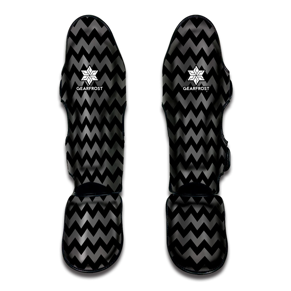 Grey And Black Chevron Pattern Print Muay Thai Shin Guards