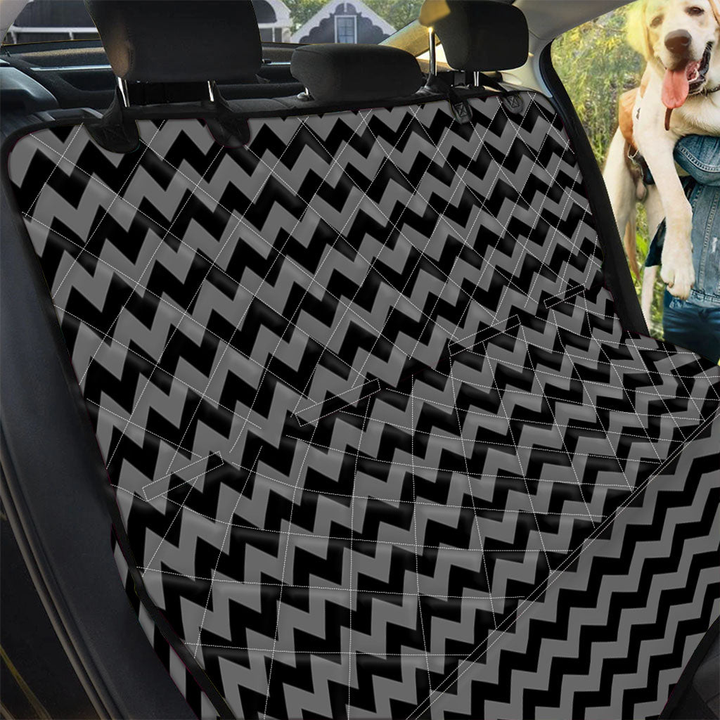 Grey And Black Chevron Pattern Print Pet Car Back Seat Cover