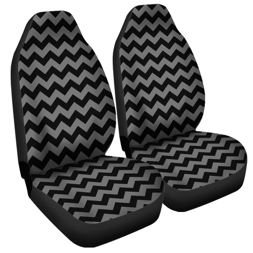 Grey And Black Chevron Pattern Print Universal Fit Car Seat Covers